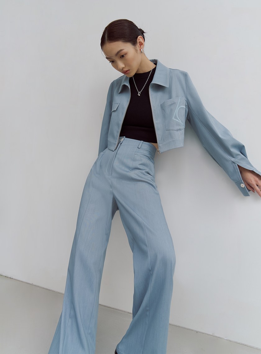 率性高腰立體口袋寬褲