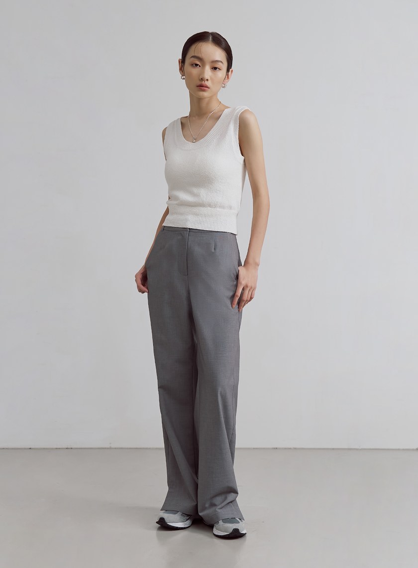 輕挺側開衩直筒西裝褲