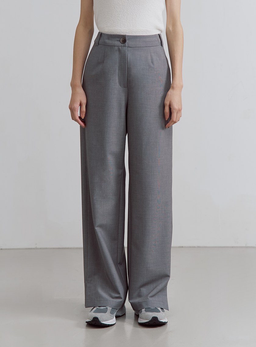 輕挺側開衩直筒西裝褲