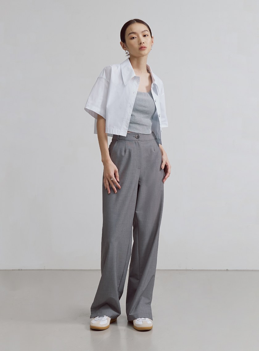 輕挺側開衩直筒西裝褲