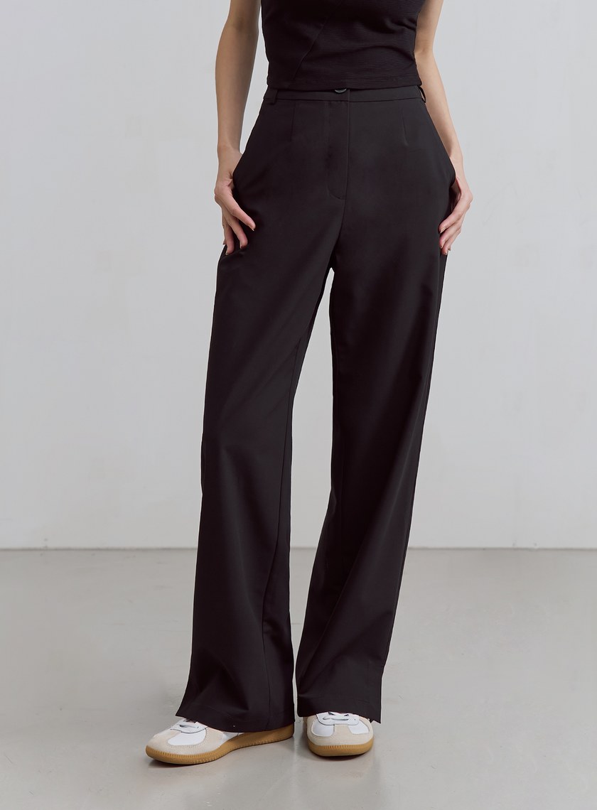 輕挺側開衩直筒西裝褲