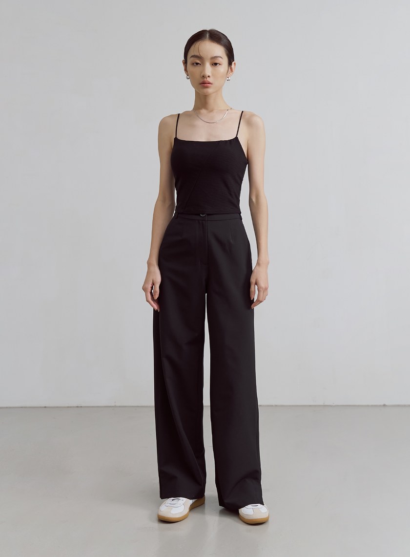 輕挺側開衩直筒西裝褲