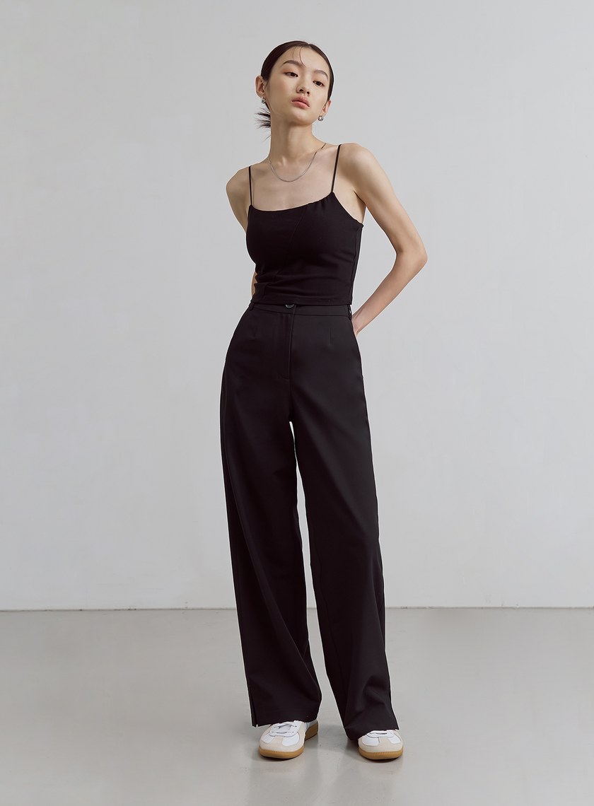 輕挺側開衩直筒西裝褲