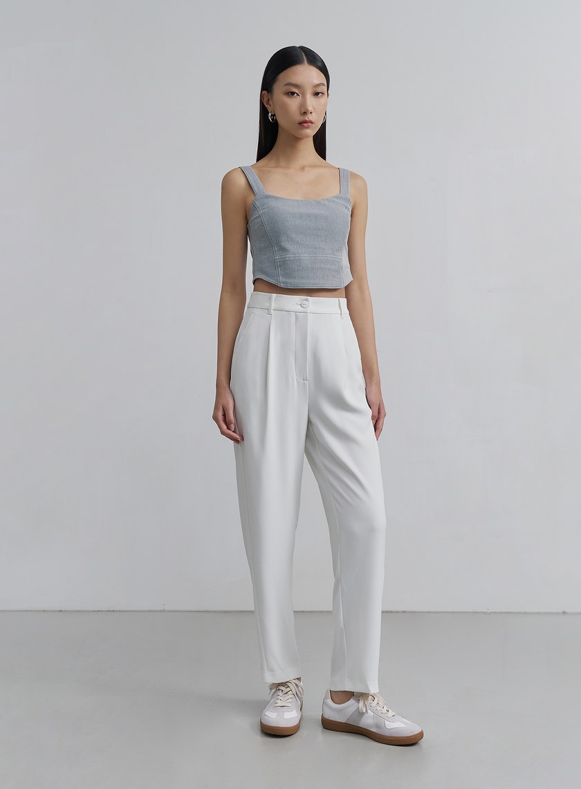 輕柔涼感錐形西裝褲