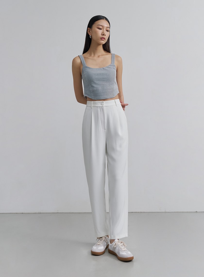 輕柔涼感錐形西裝褲