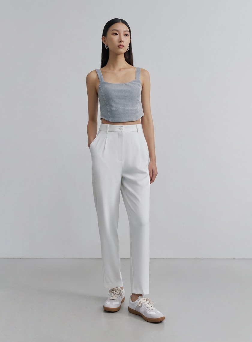 輕柔涼感錐形西裝褲