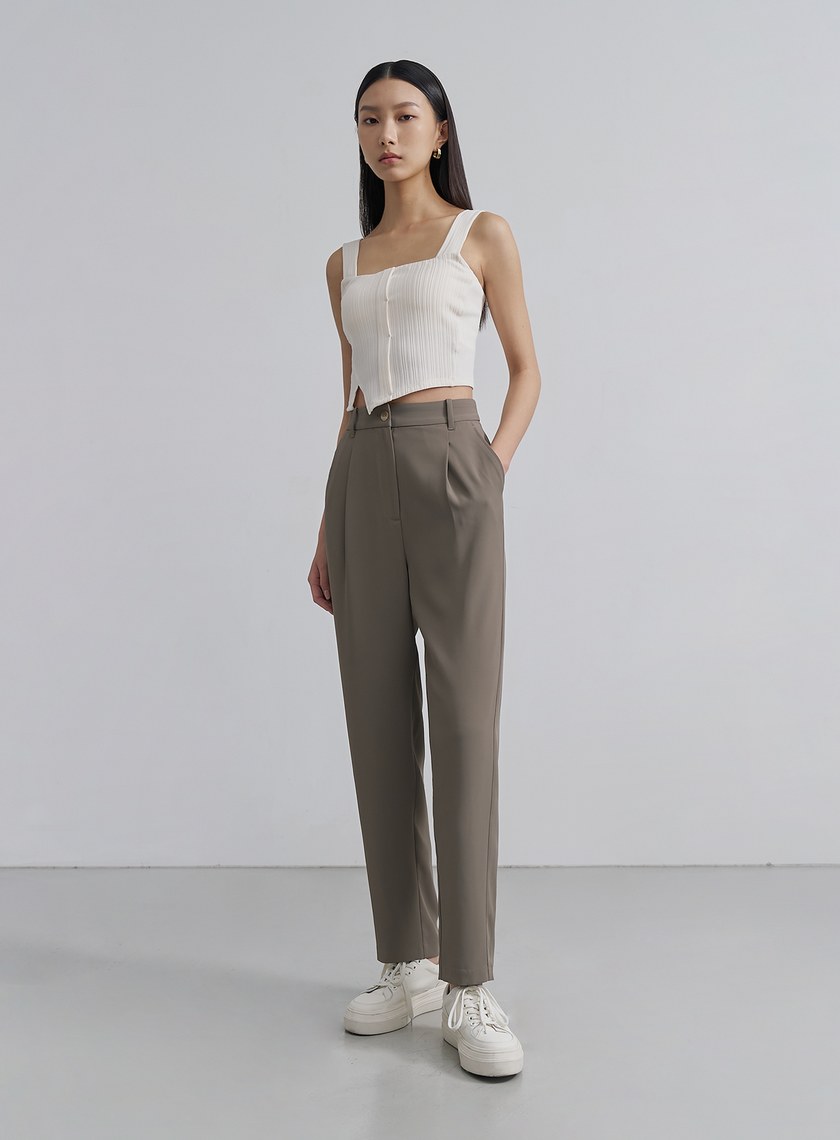 輕柔涼感錐形西裝褲