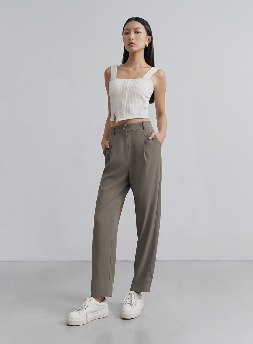 輕柔涼感錐形西裝褲