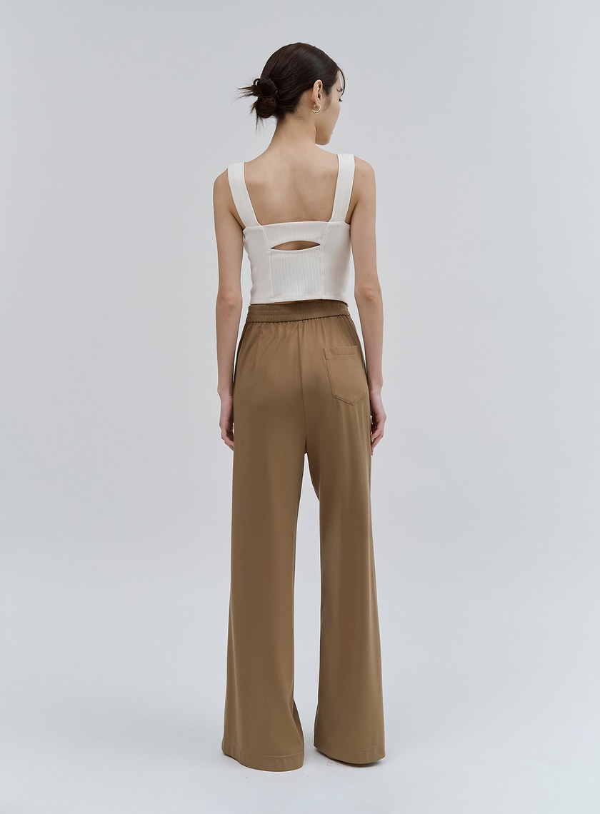 天絲涼感開衩針織落地褲