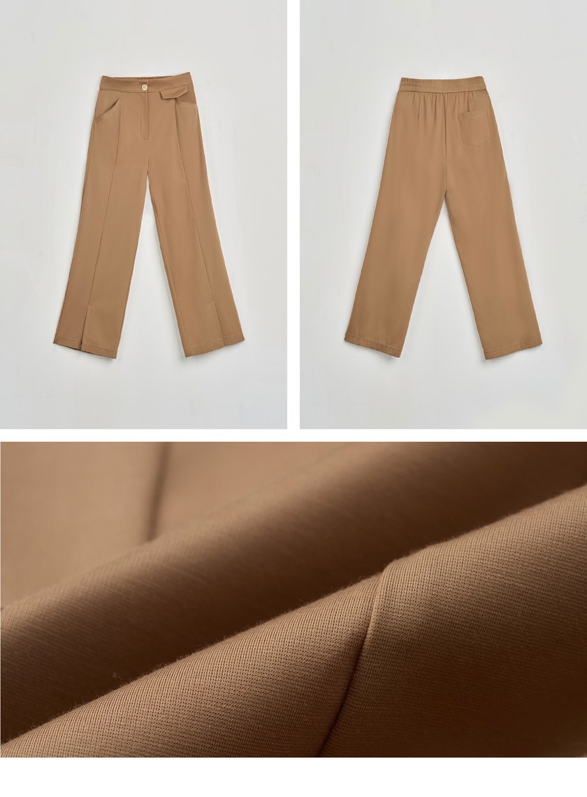 天絲涼感開衩針織落地褲