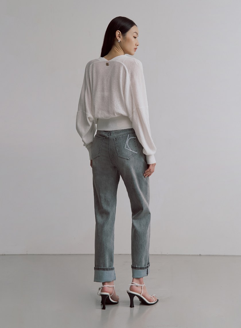 個性水洗修身牛仔褲