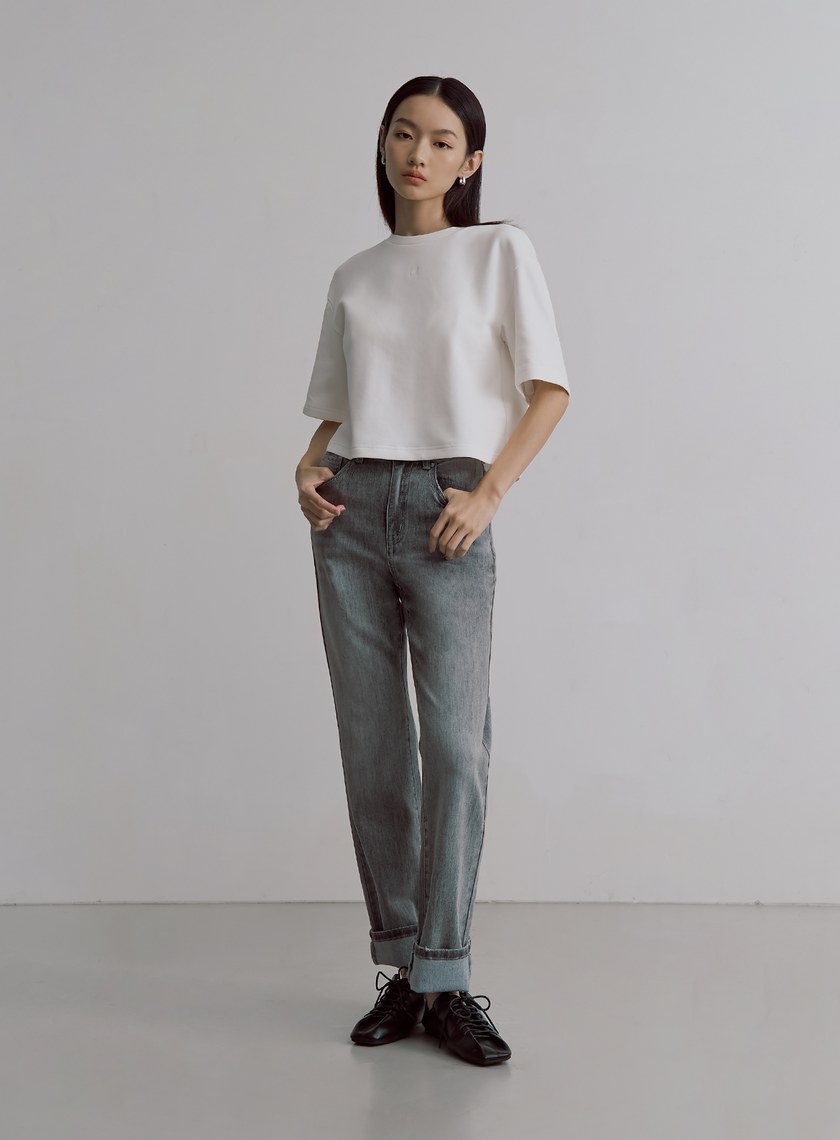 個性水洗修身牛仔褲