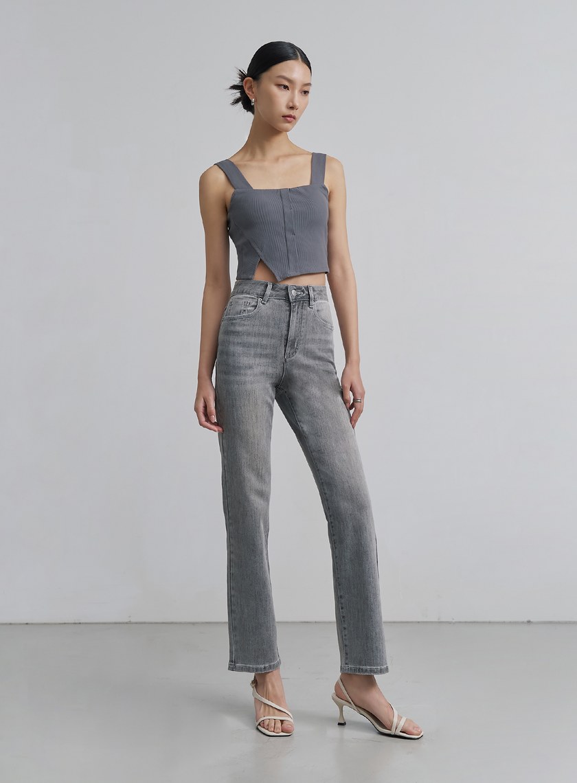 個性水洗修身牛仔褲