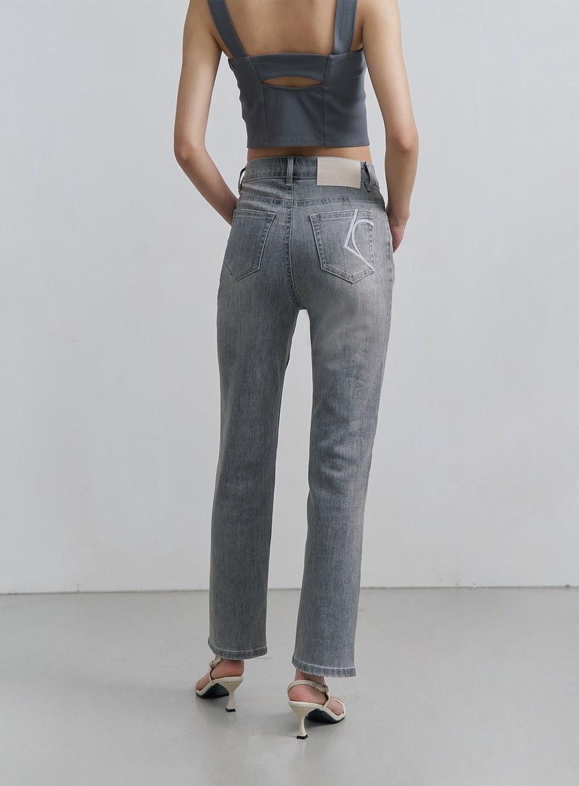 個性水洗修身牛仔褲