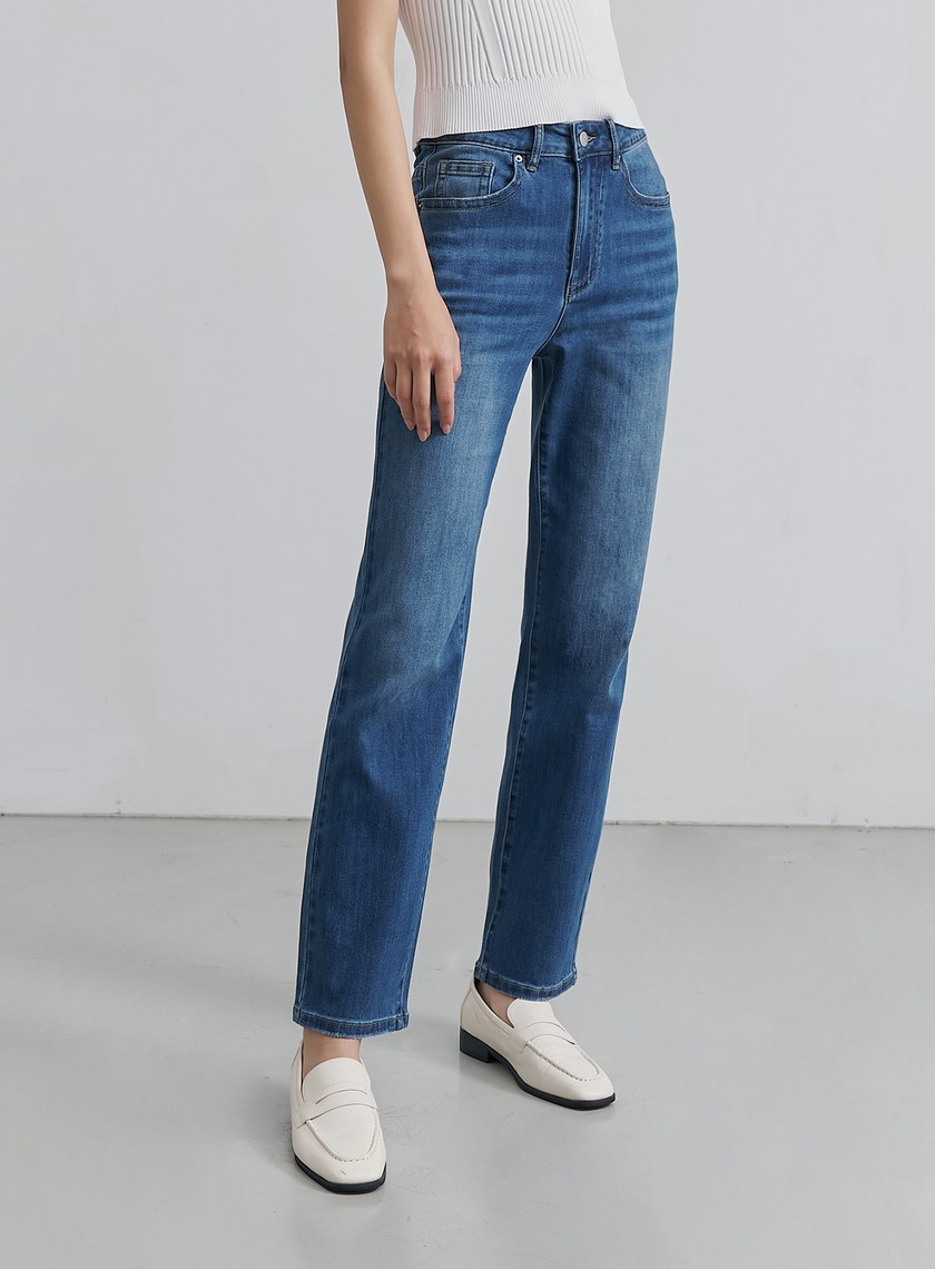 個性水洗修身牛仔褲