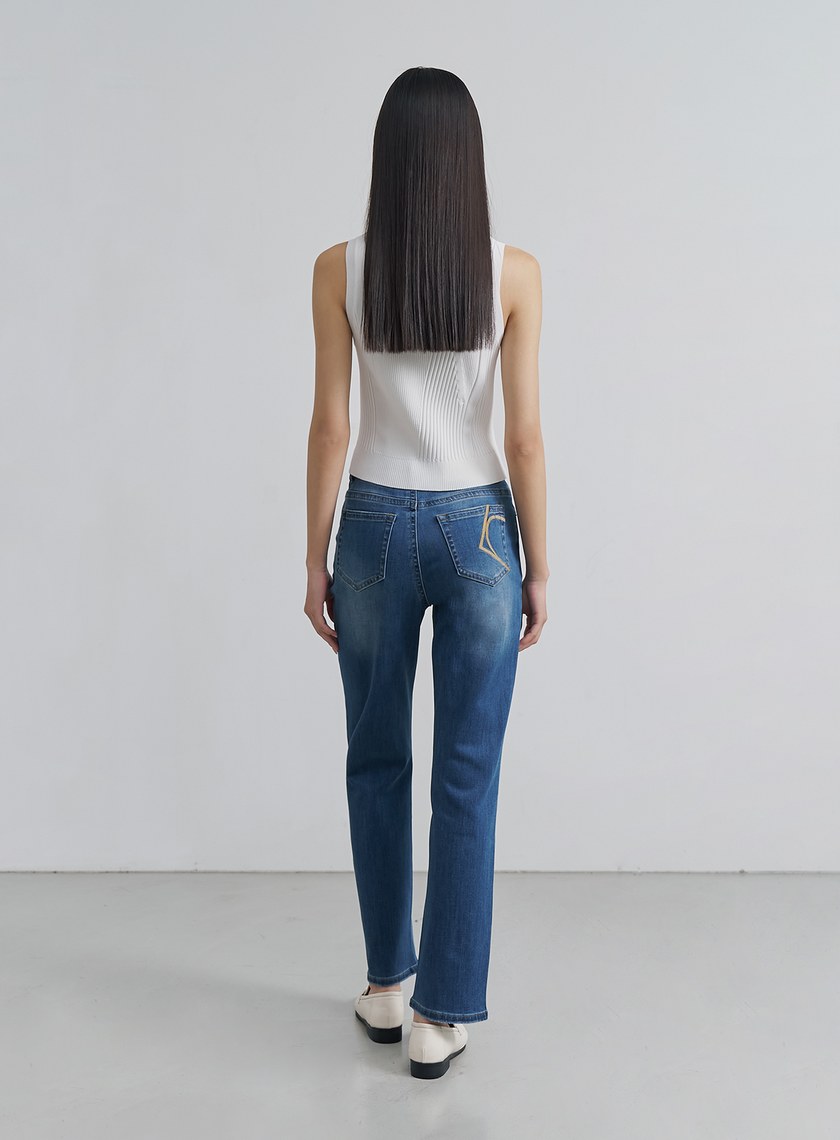 個性水洗修身牛仔褲