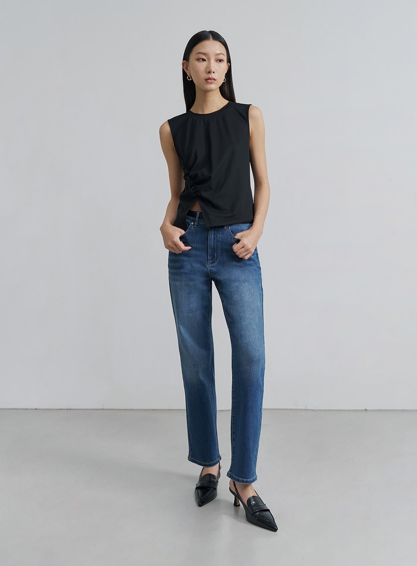 個性水洗修身牛仔褲