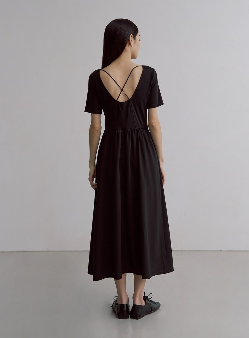 氣質交叉美背方領BRA洋裝