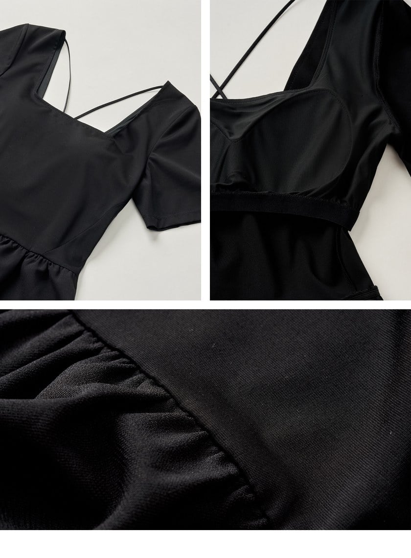 氣質交叉美背方領BRA洋裝