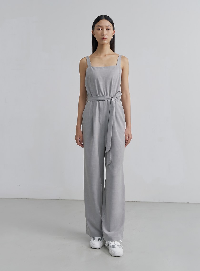 率性涼感細格紋BRA連身褲