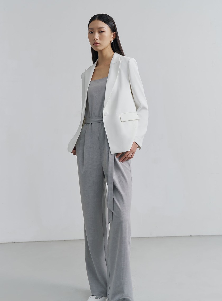 率性涼感細格紋BRA連身褲