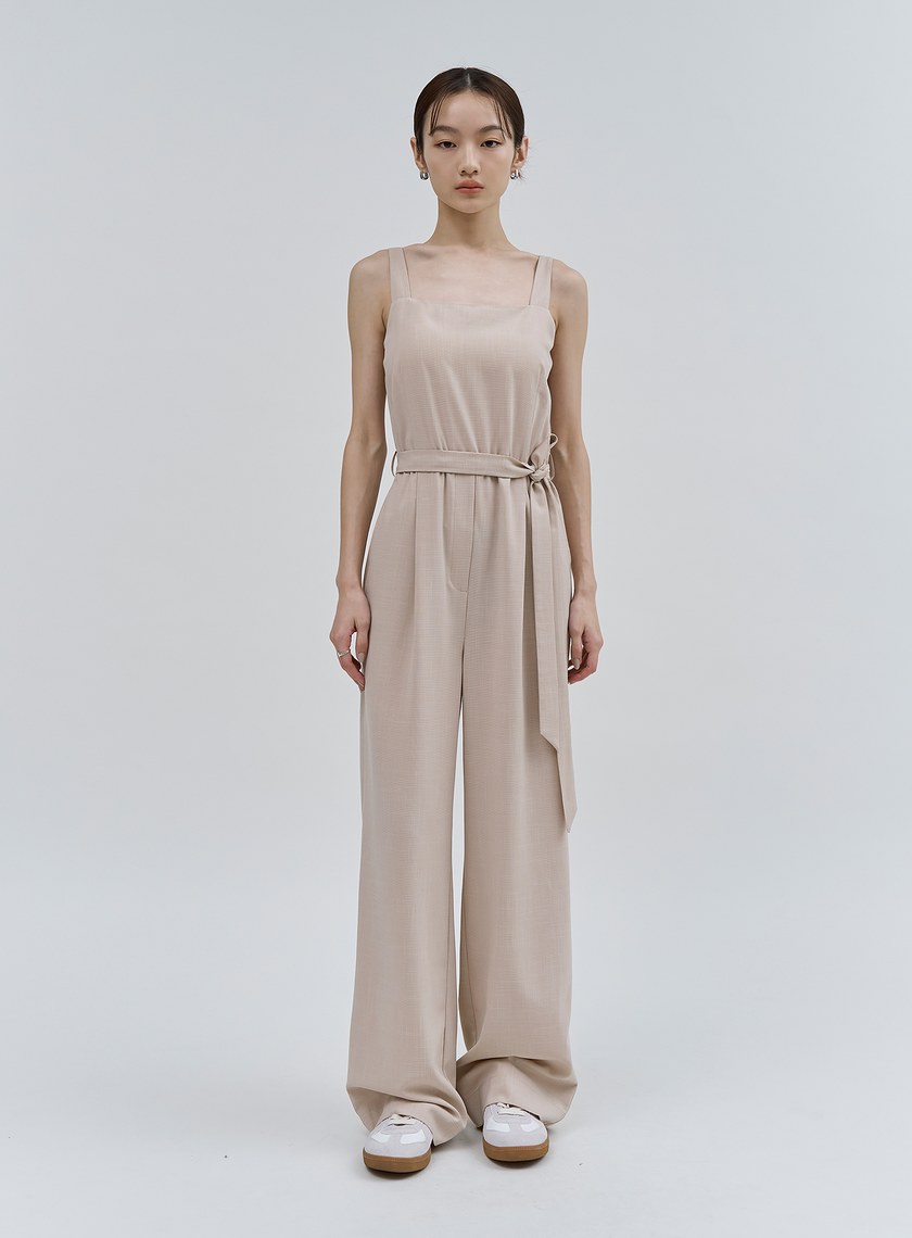 率性涼感細格紋BRA連身褲