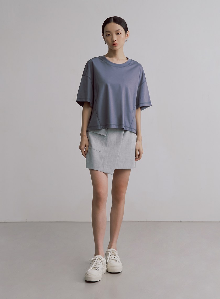 簡約短版箱型短袖上衣