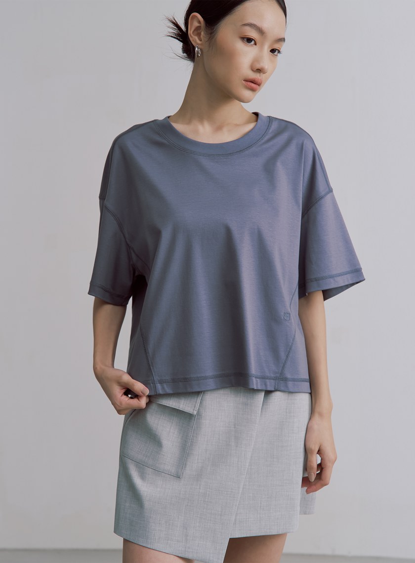 簡約短版箱型短袖上衣