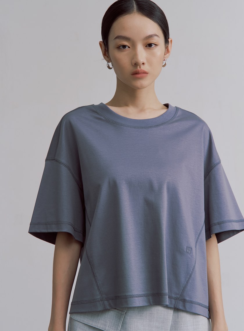 簡約短版箱型短袖上衣
