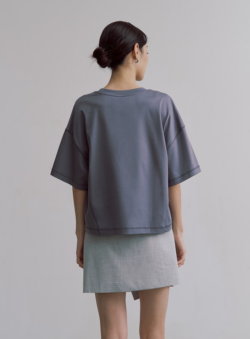 簡約短版箱型短袖上衣