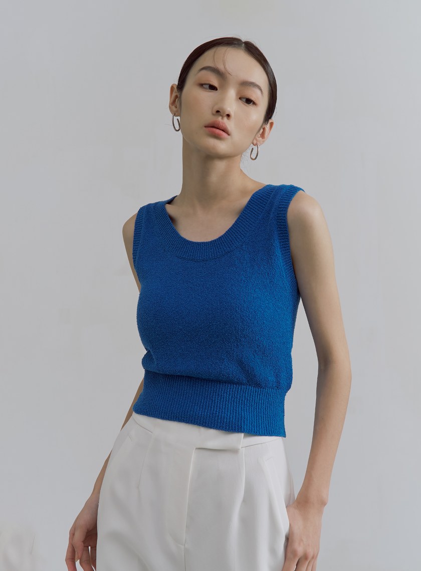 肌理感雙面穿針織背心