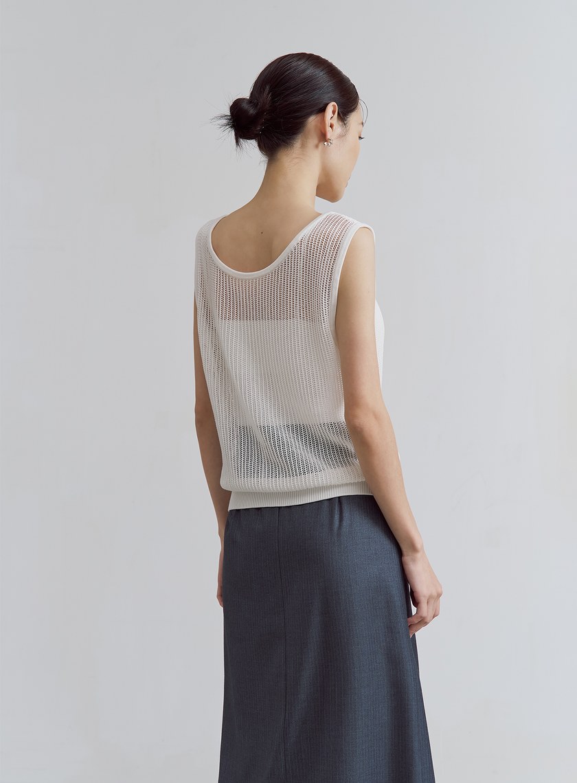 交疊鏤空針織無袖上衣