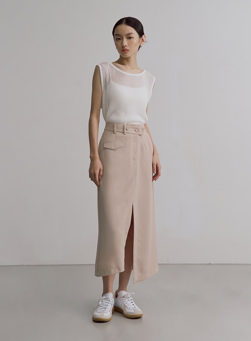 交疊鏤空針織無袖上衣