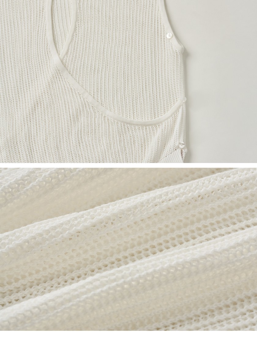 交疊鏤空針織無袖上衣