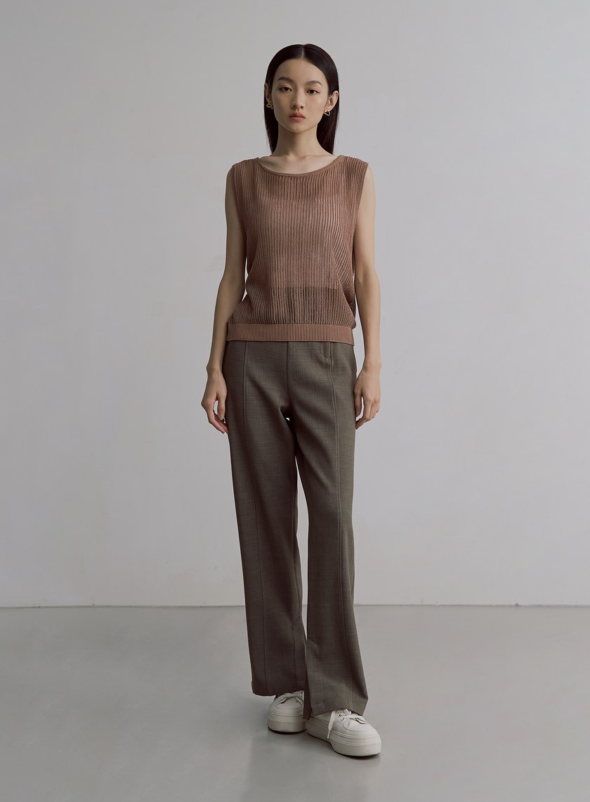 交疊鏤空針織無袖上衣