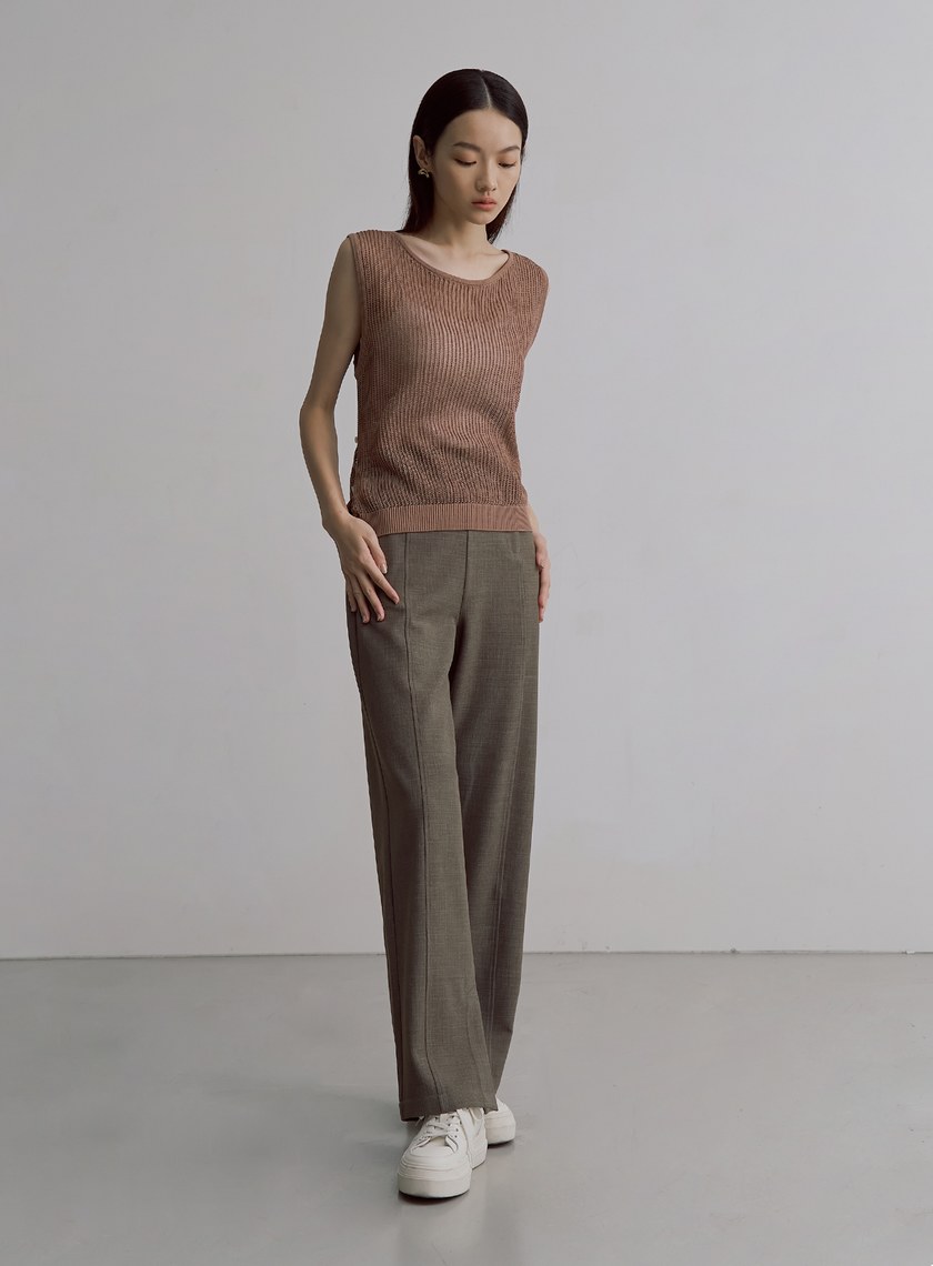 交疊鏤空針織無袖上衣