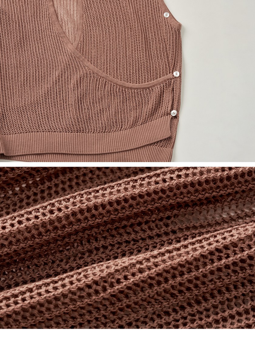 交疊鏤空針織無袖上衣