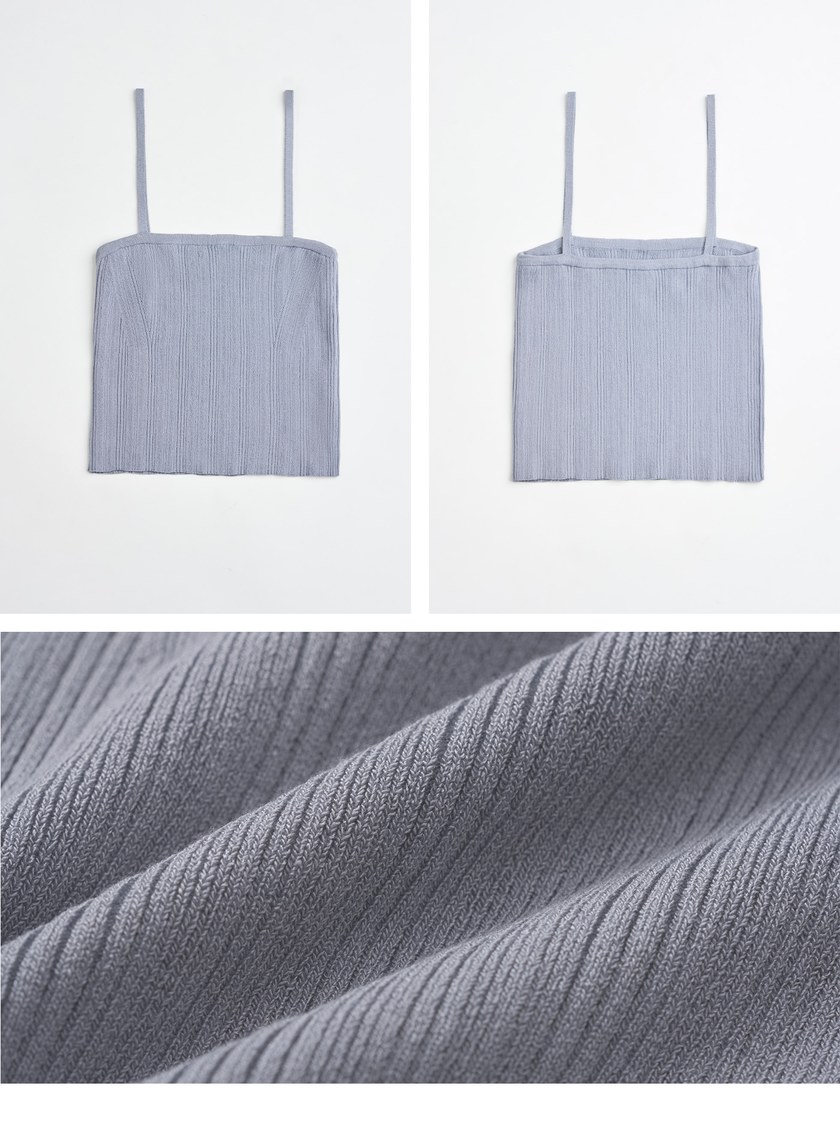 不規則坑條細肩帶上衣