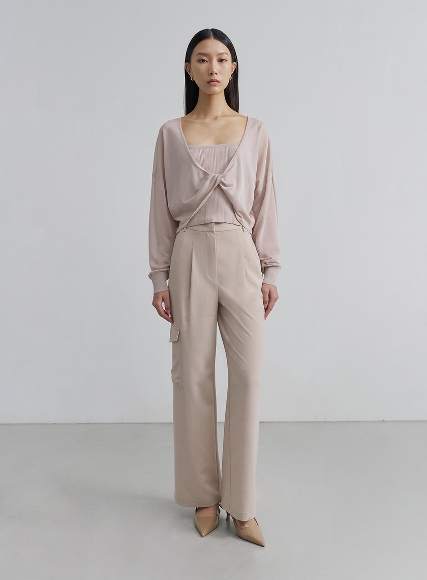 不規則坑條細肩帶上衣