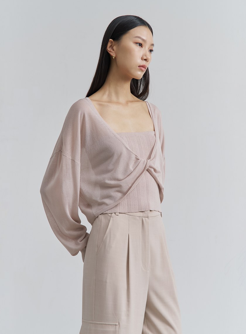 不規則坑條細肩帶上衣