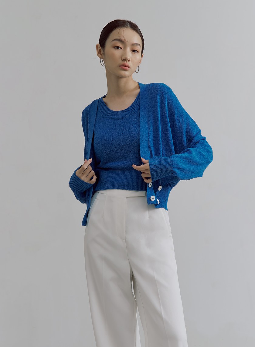 肌理感雙排釦針織外套