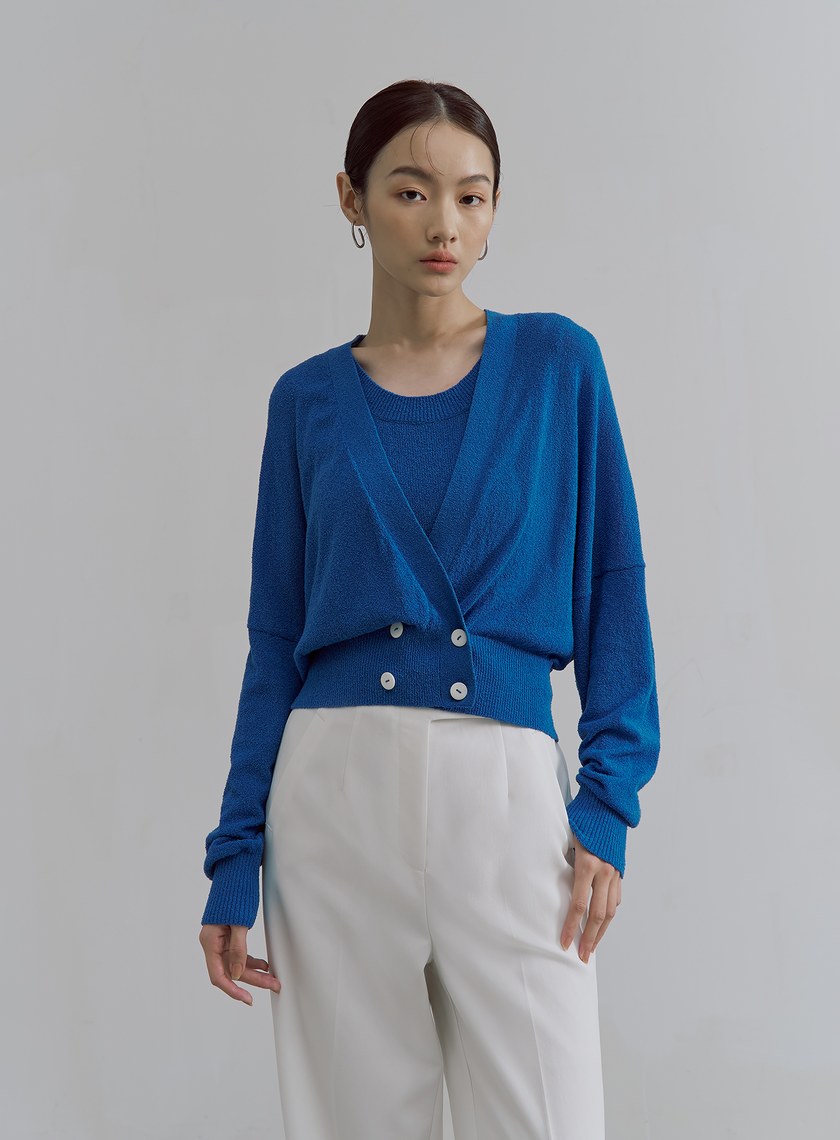 肌理感雙排釦針織外套