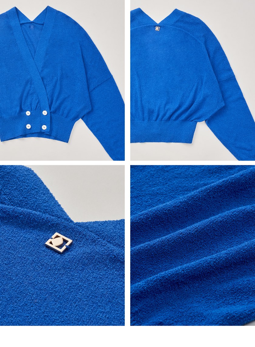 肌理感雙排釦針織外套