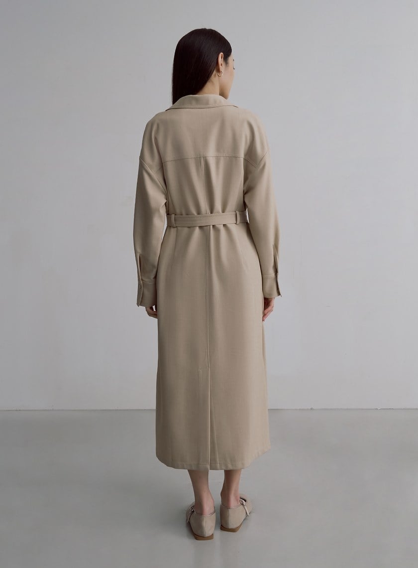 率性長版仿牛仔襯衫外套