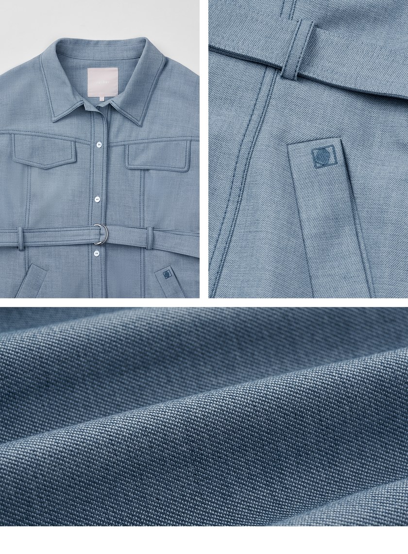 率性長版仿牛仔襯衫外套