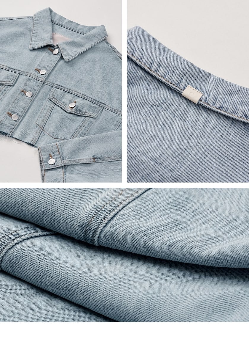 復古刷色短版牛仔外套