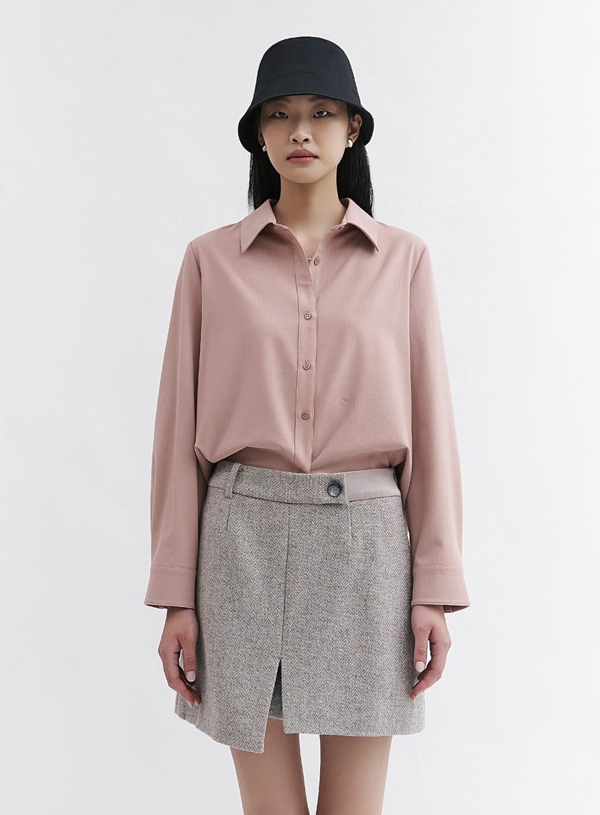 擁抱刺繡質感拼接襯衫