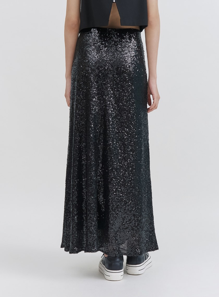 時髦垂墜感魚尾亮片裙