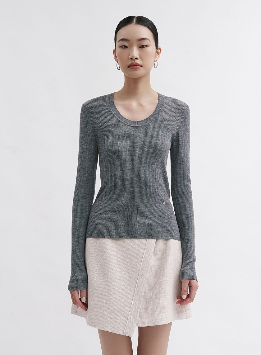 可機洗羊毛圓領針織衫