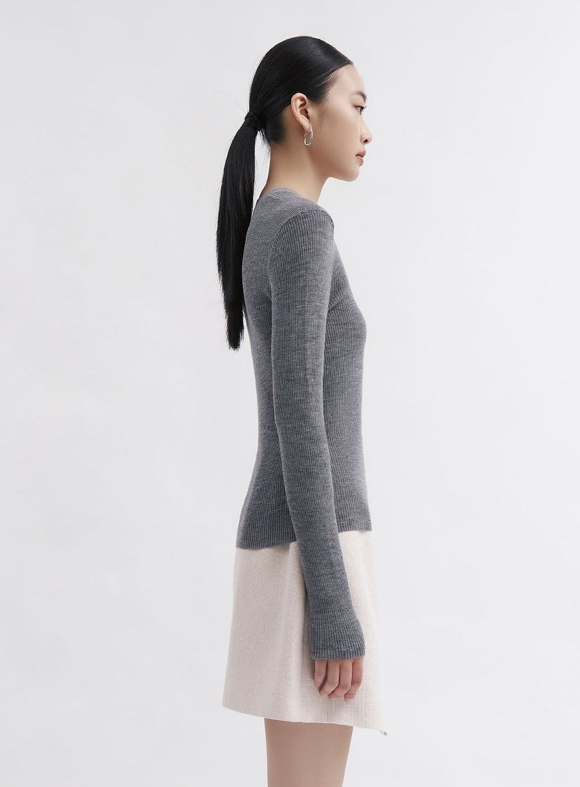 可機洗羊毛圓領針織衫